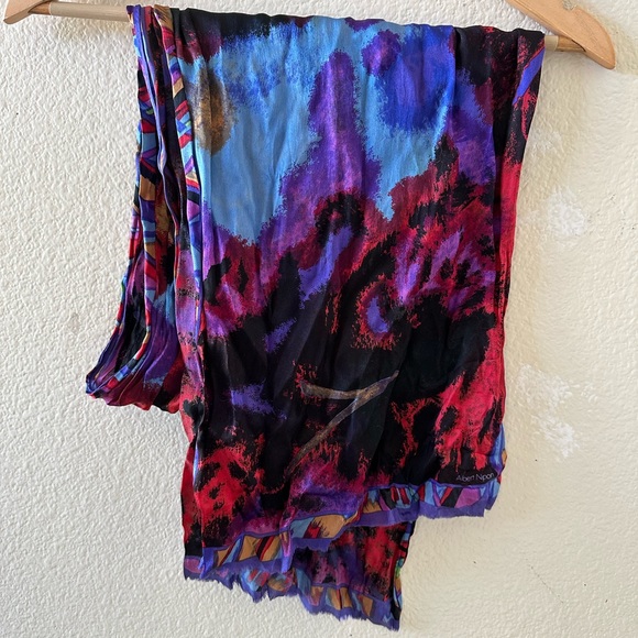Albert Nipon Long Multicolored Silk Scarf - Picture 1 of 8
